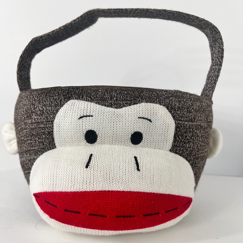 Sock Monkey Soft Bucket Basket Halloween Trick or Treat